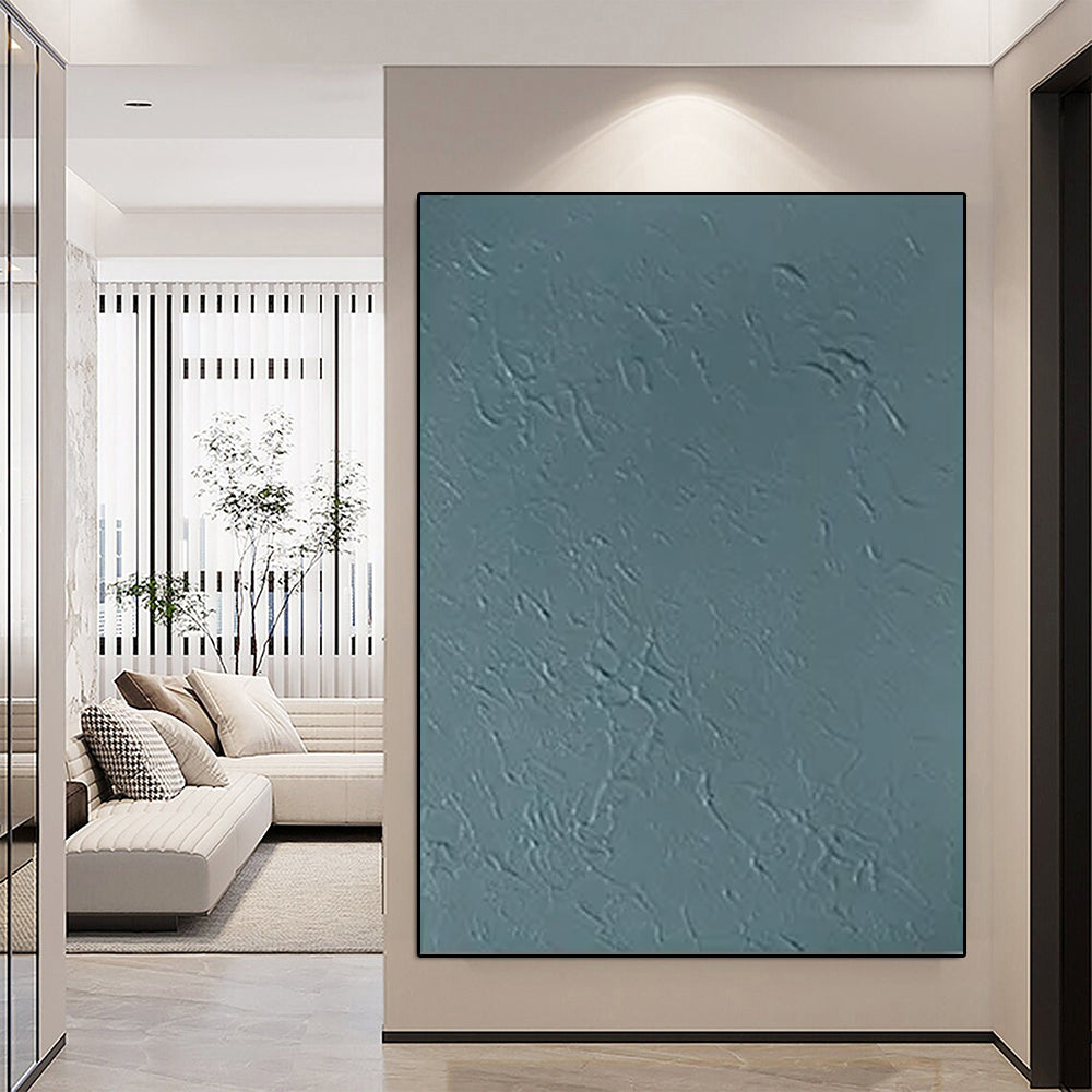 Serene Turquoise Abstract Oil Painting for Modern Home Decor