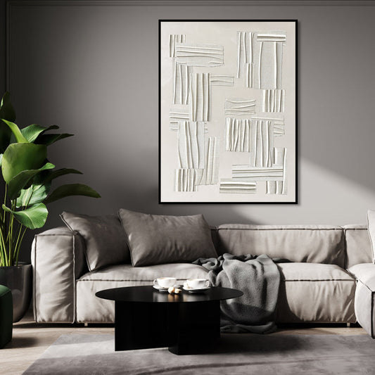 Modern Abstract White Textures Oil Painting for Contemporary Home Decor