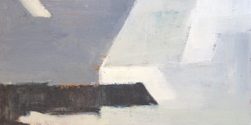 Abstract Grey and White Oil Painting for Elegant Home Décor