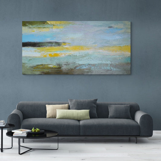 Tranquil Abstract Landscape Oil Painting with Soft Dawn Colors