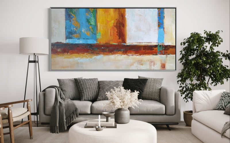 Vibrant Abstract Oil Painting with Bold Colors for Modern Home Décor