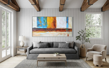 Vibrant Abstract Oil Painting with Bold Colors for Modern Home Décor