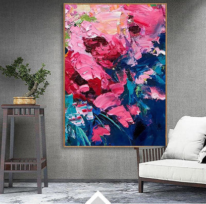 Colorful Abstract Floral Oil Painting for Modern Home Decor