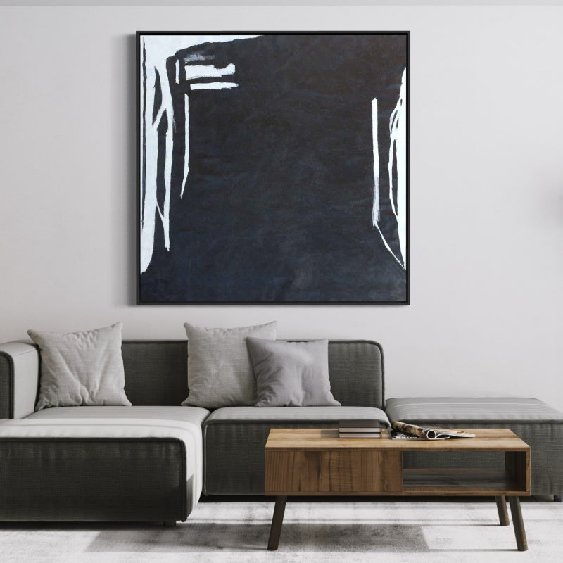 Abstract Black and White Oil Painting for Modern Home Decor