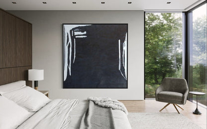 Abstract Black and White Oil Painting for Modern Home Decor