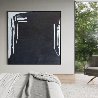 Abstract Black and White Oil Painting for Modern Home Decor