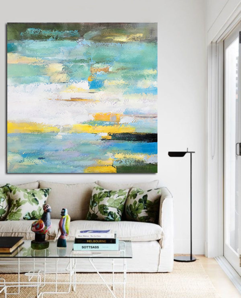 Abstract Oil Painting of Serenity and Resilience in Colorful Landscape