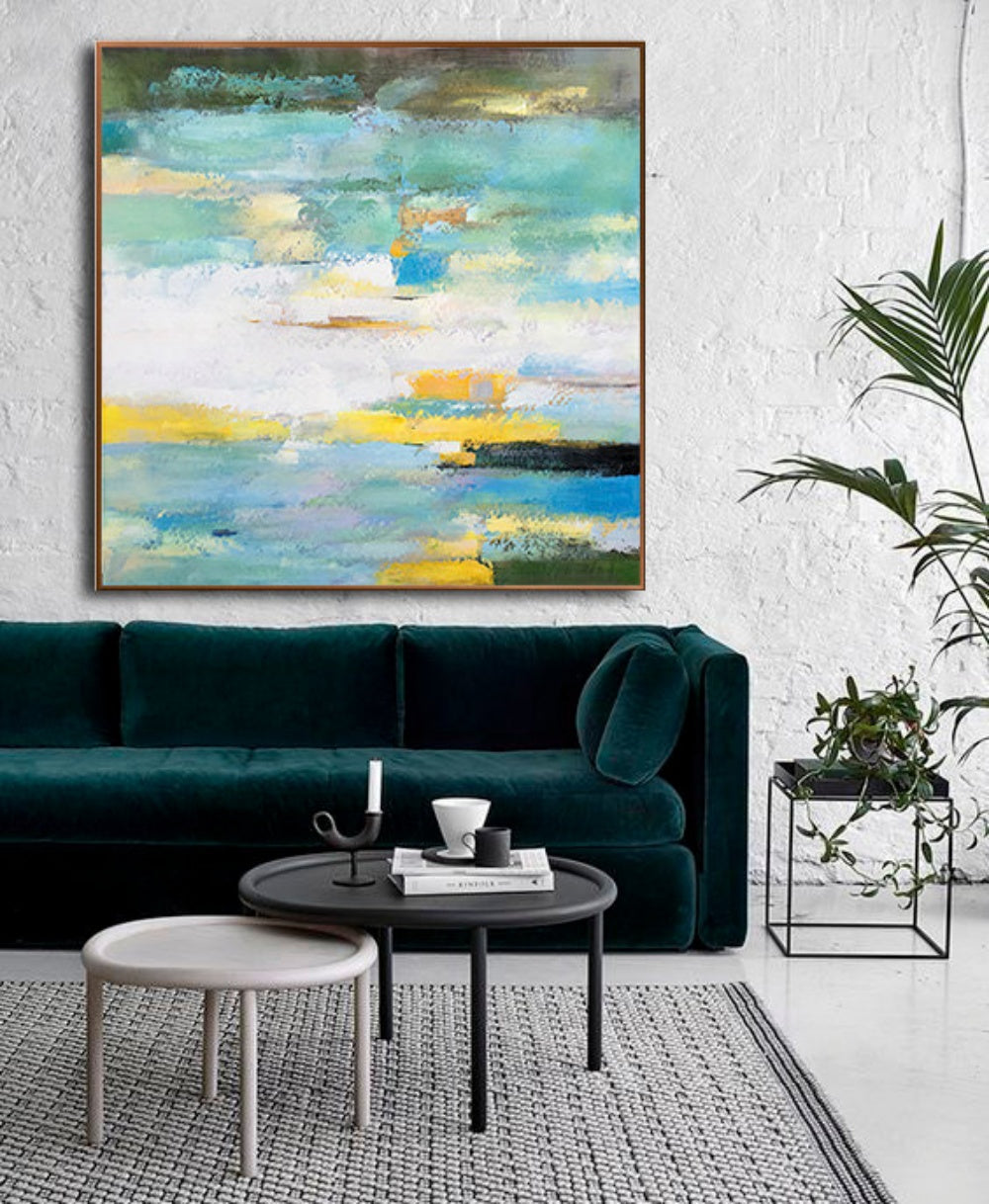 Abstract Oil Painting of Serenity and Resilience in Colorful Landscape