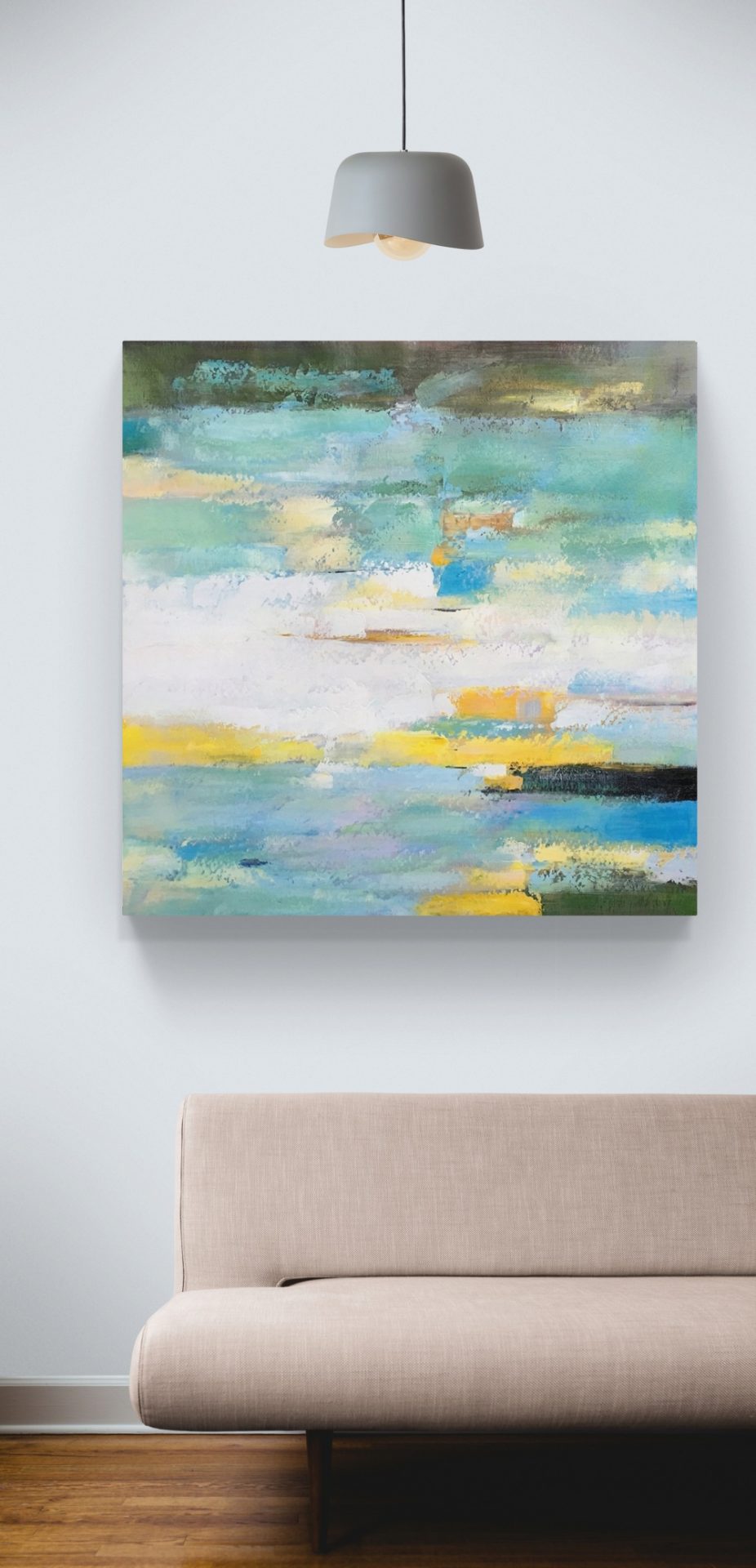 Abstract Oil Painting of Serenity and Resilience in Colorful Landscape