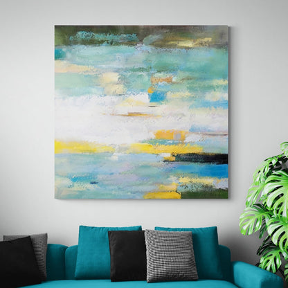 Abstract Oil Painting of Serenity and Resilience in Colorful Landscape