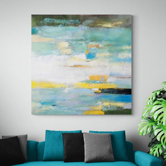 Abstract Oil Painting of Serenity and Resilience in Colorful Landscape