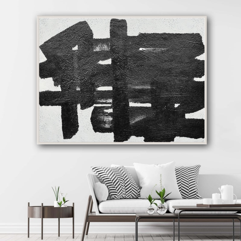 Abstract Black and White Oil Painting for Modern Art Lovers