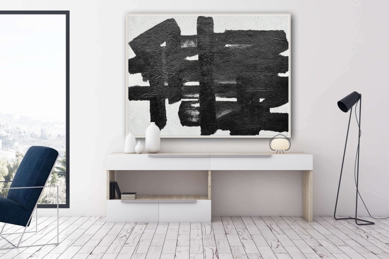 Abstract Black and White Oil Painting for Modern Art Lovers