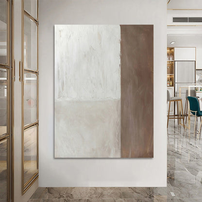 Serene Coastal Retreat: Minimalist Beach Oil Painting for Tranquil Home Decor