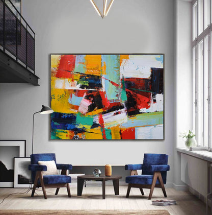 Vibrant Abstract Oil Painting Capturing Emotion and Energy