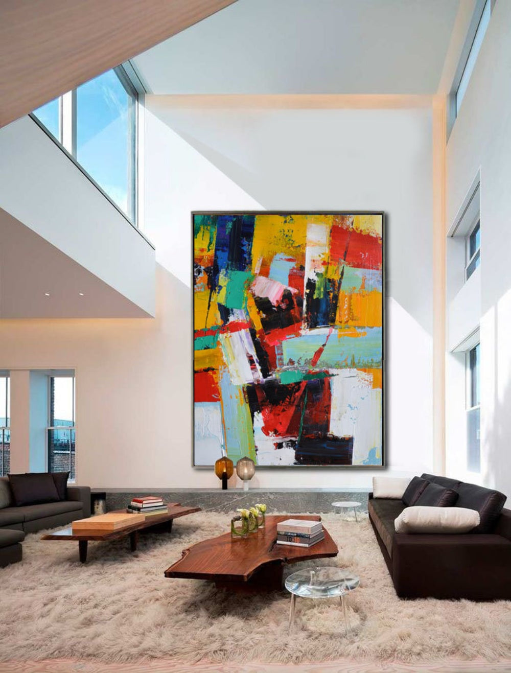 Vibrant Abstract Oil Painting Capturing Emotion and Energy