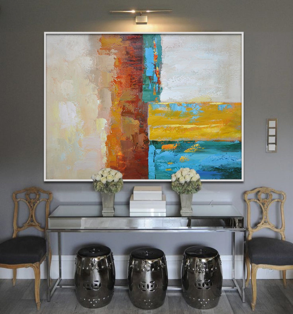 Vibrant Abstract Oil Painting for Modern Home Decor and Art Lovers