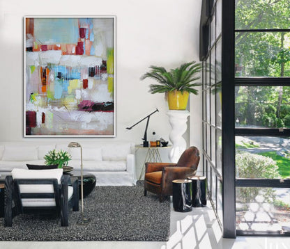 Vibrant Abstract Oil Painting for Modern Home Decor and Art Lovers