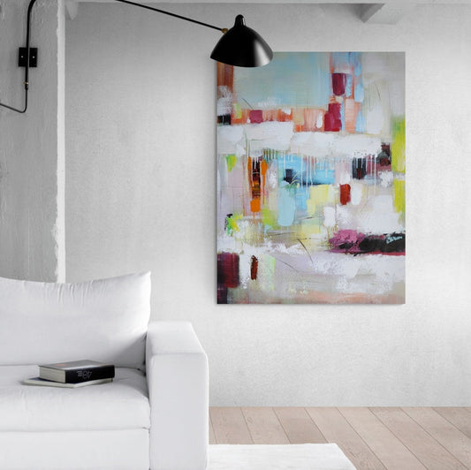 Vibrant Abstract Oil Painting for Modern Home Decor and Art Lovers