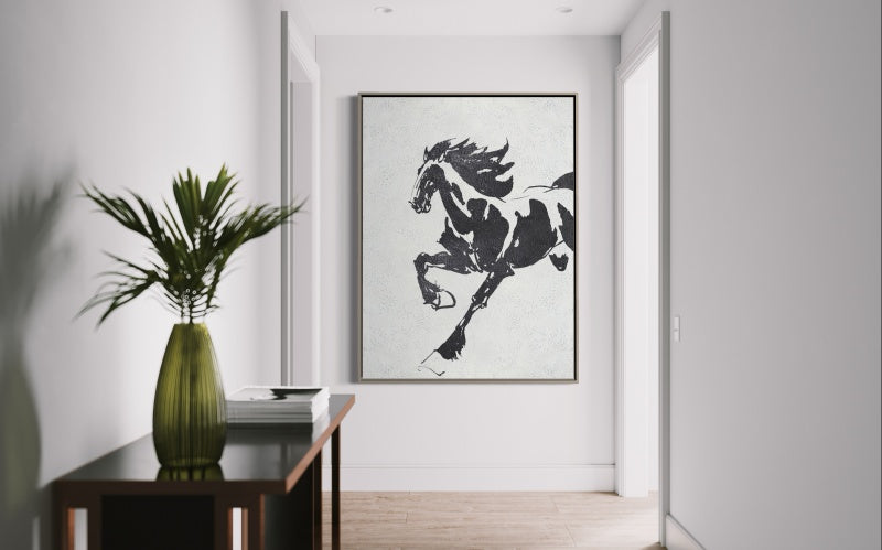 Majestic Running Horse Oil Painting for Equine Art Enthusiasts