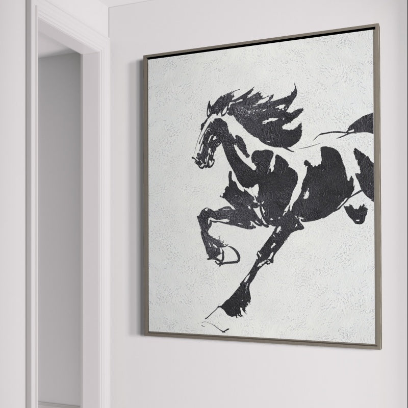 Majestic Running Horse Oil Painting for Equine Art Enthusiasts