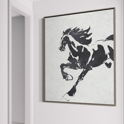 Majestic Running Horse Oil Painting for Equine Art Enthusiasts