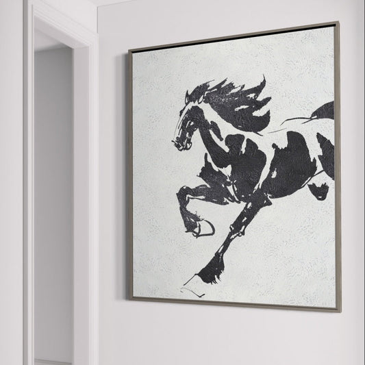 Majestic Running Horse Oil Painting for Equine Art Enthusiasts