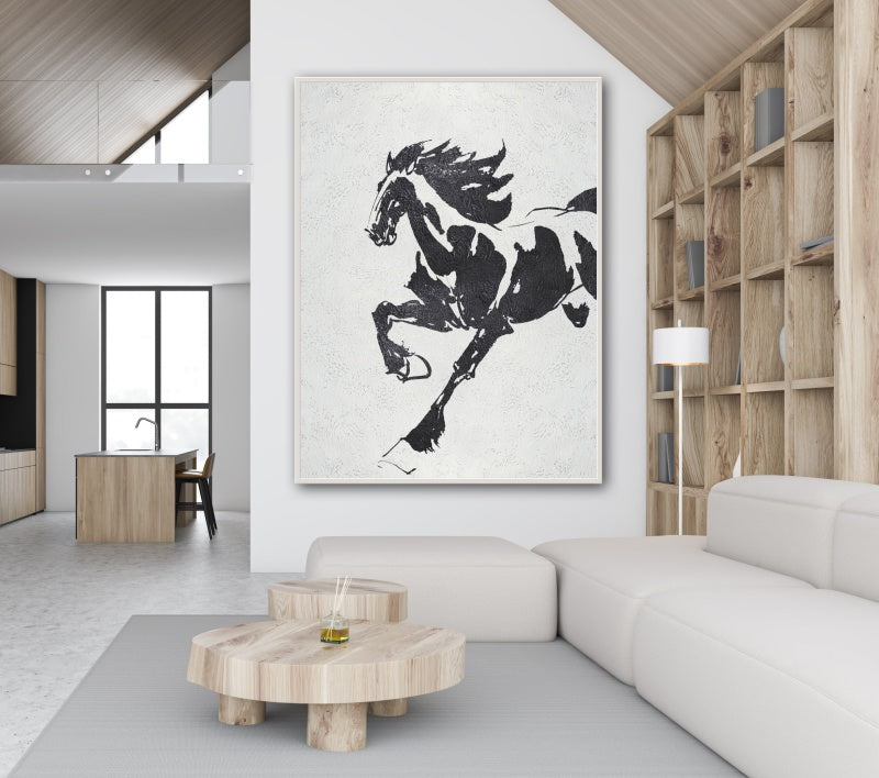 Majestic Running Horse Oil Painting for Equine Art Enthusiasts