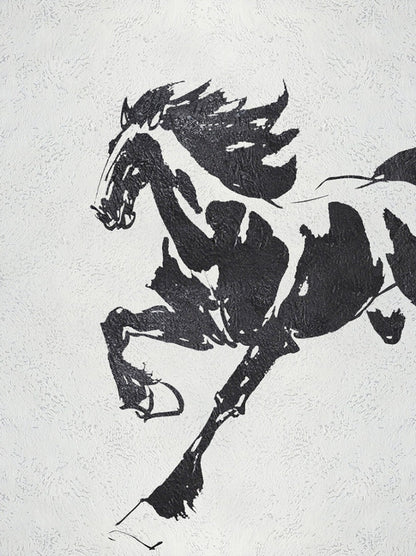 Majestic Running Horse Oil Painting for Equine Art Enthusiasts