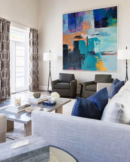 Vibrant Abstract Oil Painting for Modern Home Decor and Art Lovers