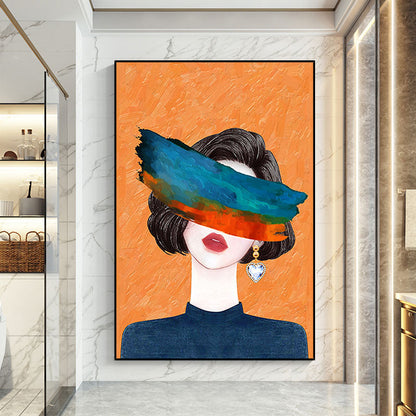 Abstract Elegance: Contemporary Oil Painting of a Mysterious Woman