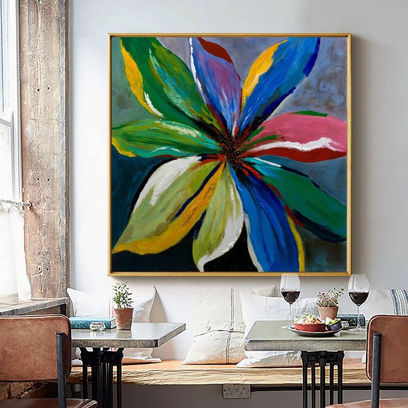 Vivid Colorful Floral Oil Painting for Modern Home Decor