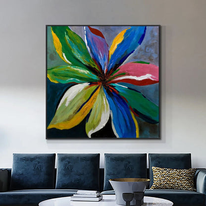 Vivid Colorful Floral Oil Painting for Modern Home Decor