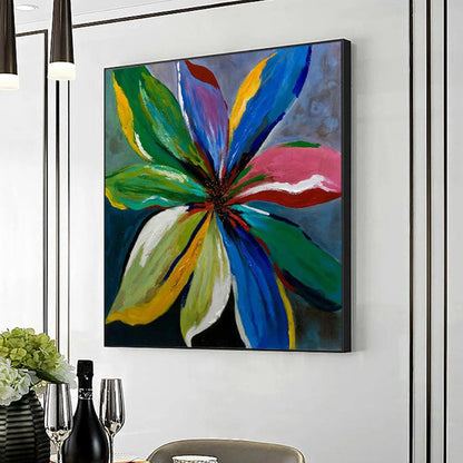 Vivid Colorful Floral Oil Painting for Modern Home Decor