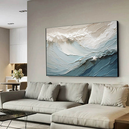 Serene Ocean Waves Oil Painting for Tranquil Home Decor and Relaxing Spaces