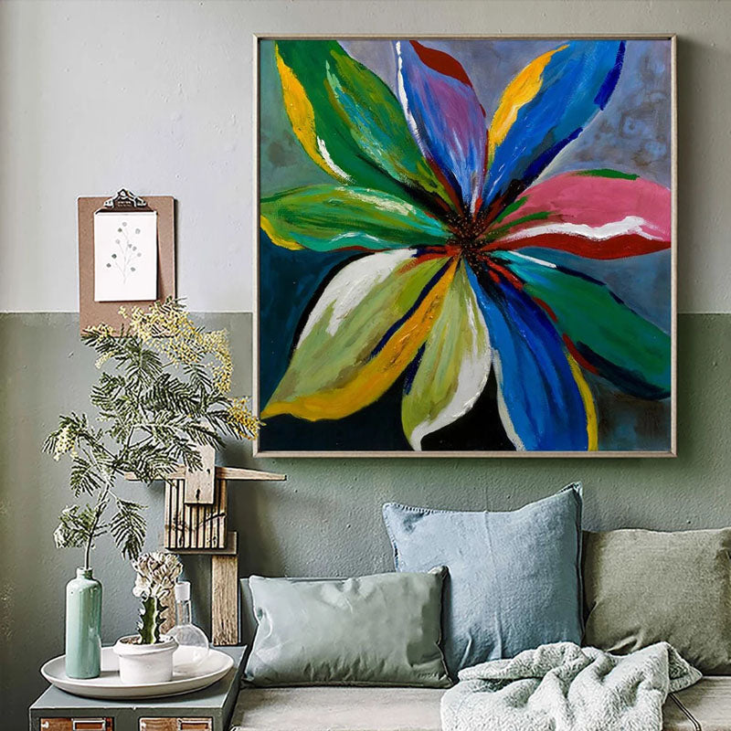 Vivid Colorful Floral Oil Painting for Modern Home Decor