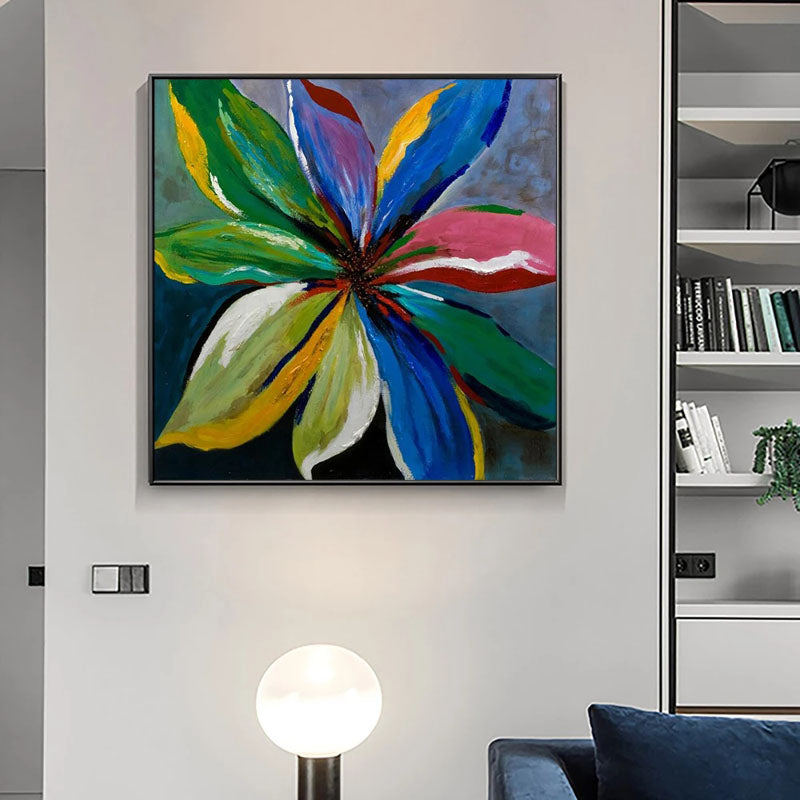 Vivid Colorful Floral Oil Painting for Modern Home Decor