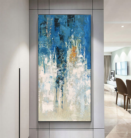 Abstract Blue Serenity: Captivating Oil Painting for Modern Decor