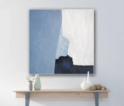 Serene Blue Abstract Oil Painting – Tranquil Waves in Contemporary Art