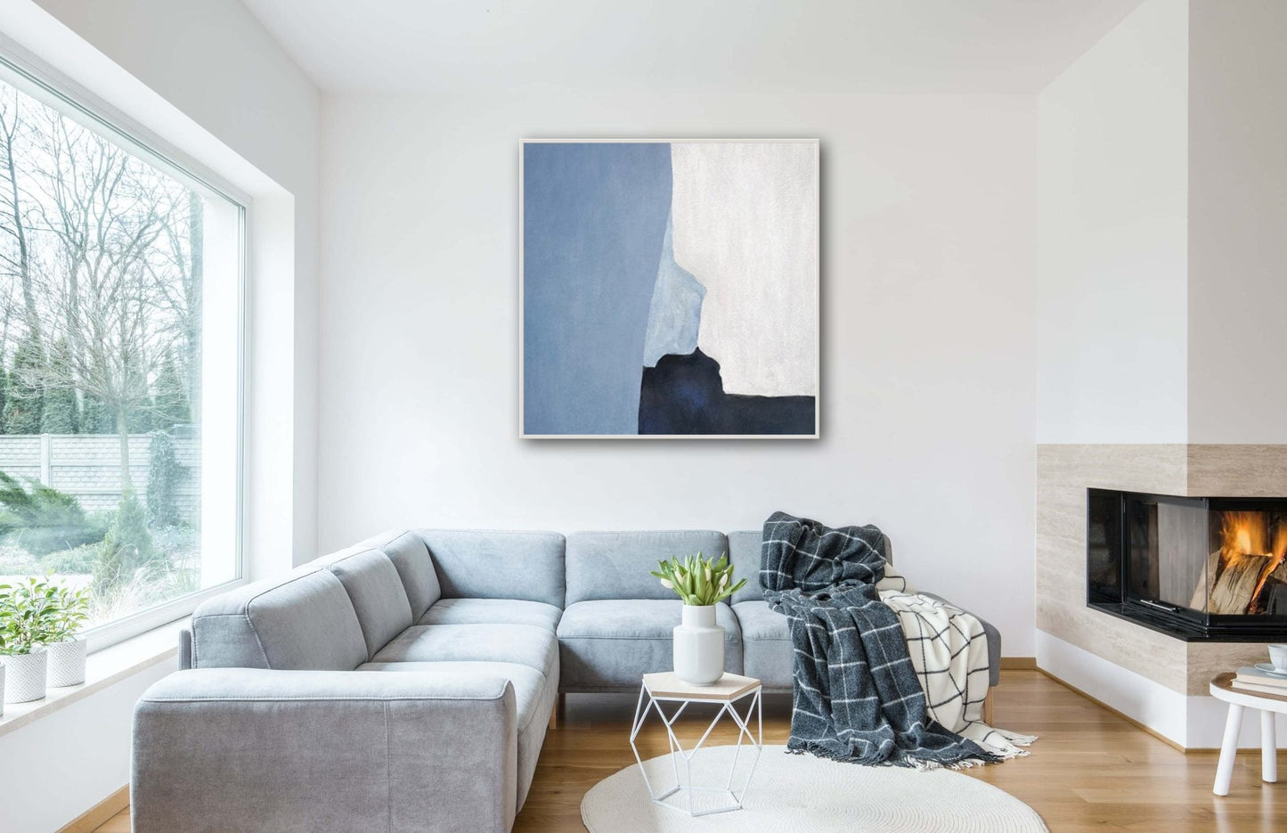 Serene Blue Abstract Oil Painting – Tranquil Waves in Contemporary Art