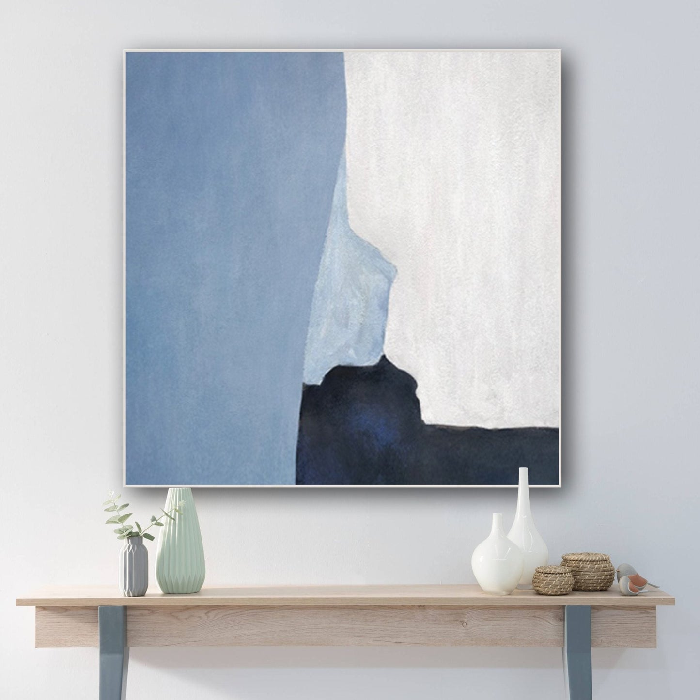 Serene Blue Abstract Oil Painting – Tranquil Waves in Contemporary Art