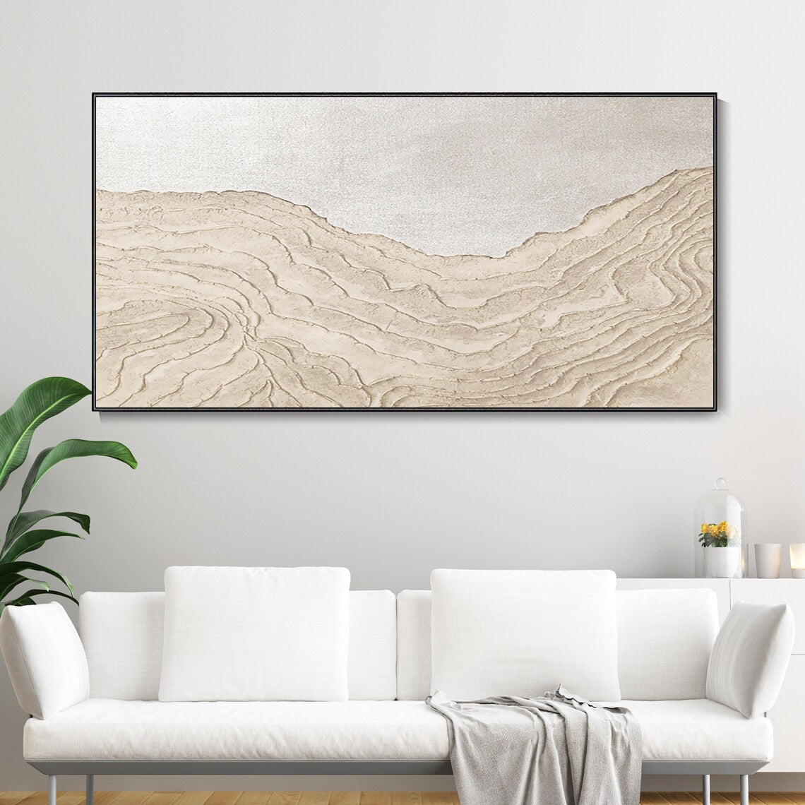 Tranquil Landscape Oil Painting of Loess High Slopes - Modern Wall Art Décor