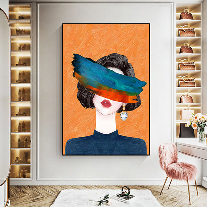 Abstract Elegance: Contemporary Oil Painting of a Mysterious Woman