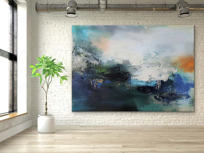 Vibrant Abstract Landscape Oil Painting for Modern Home Decor