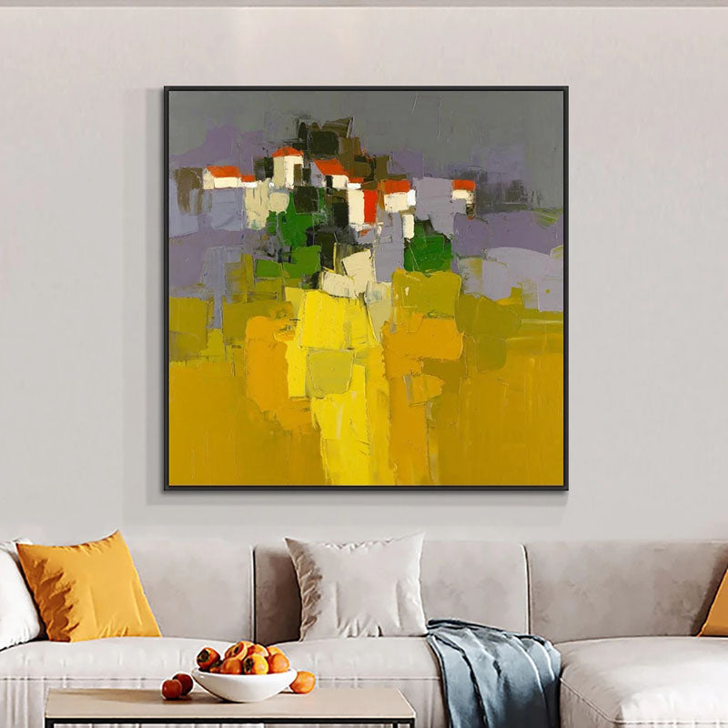 Vibrant Addis Ababa Landscape Oil Painting - Colorful Abstract Cityscape Decor