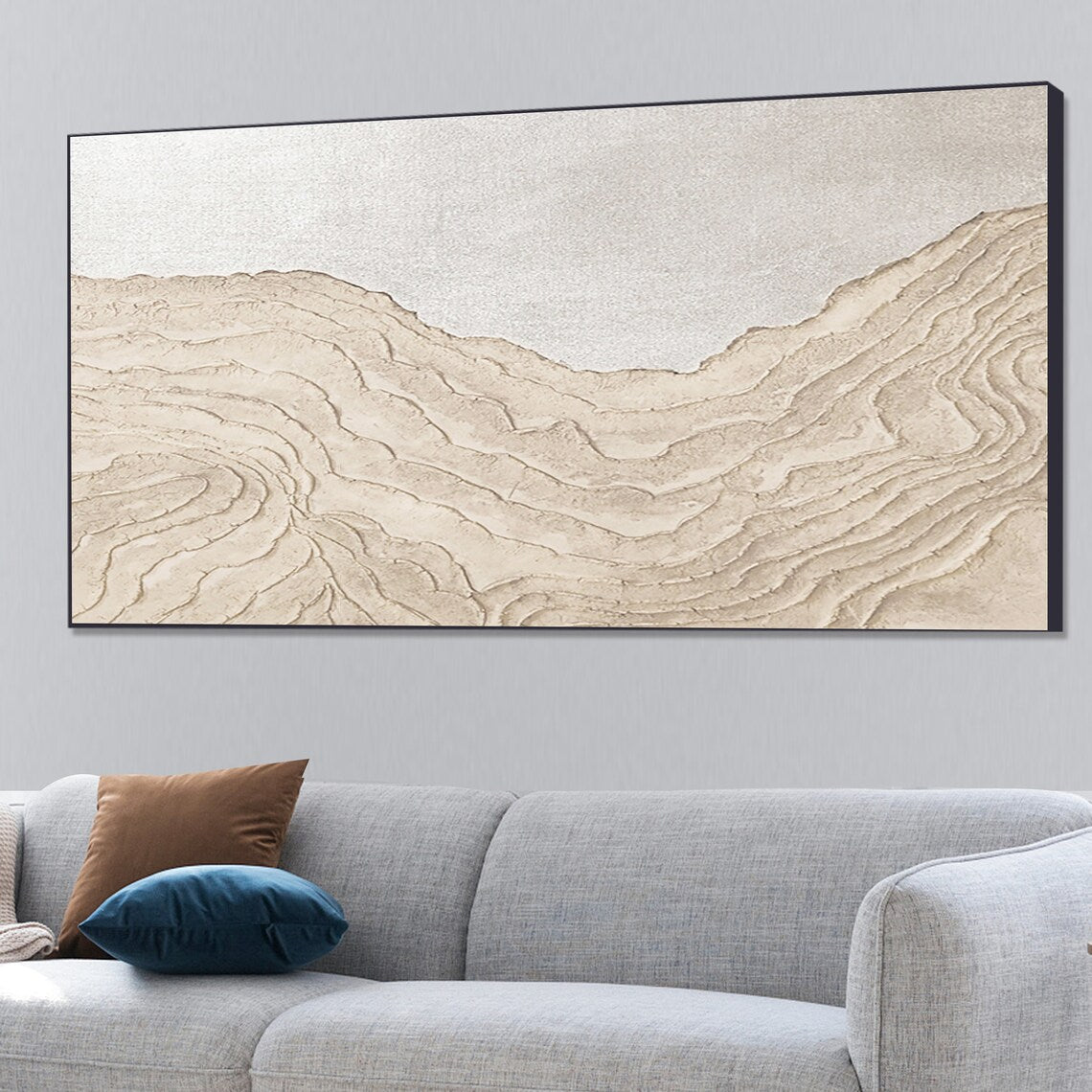 Tranquil Landscape Oil Painting of Loess High Slopes - Modern Wall Art Décor