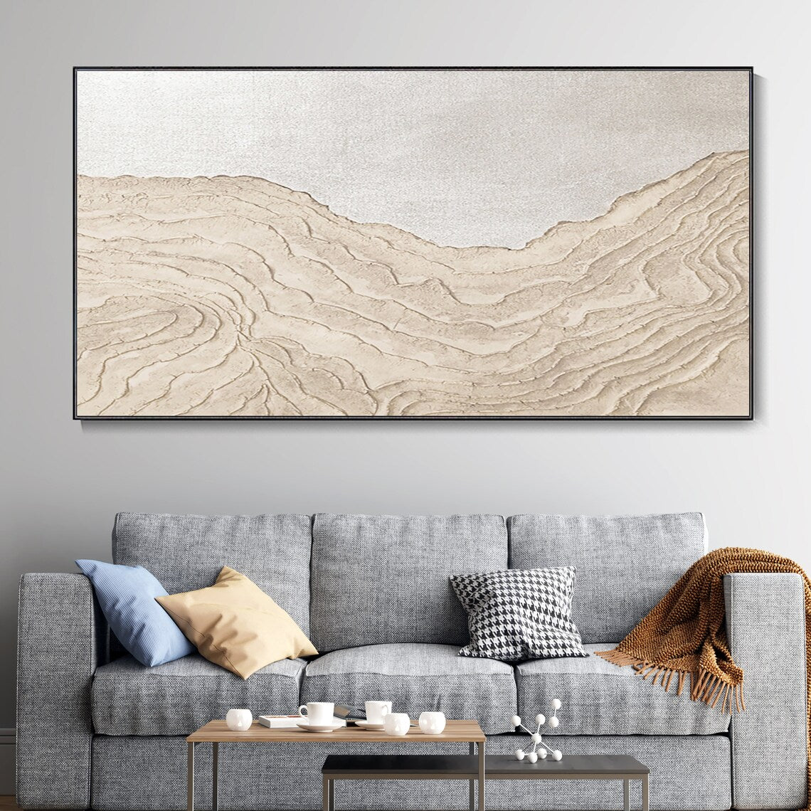 Tranquil Landscape Oil Painting of Loess High Slopes - Modern Wall Art Décor