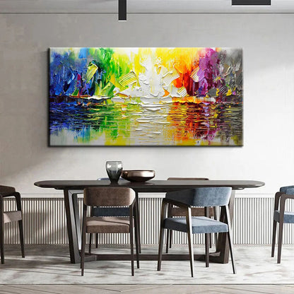 Vibrant Serenity: Colorful Landscape Oil Painting for Modern Decor