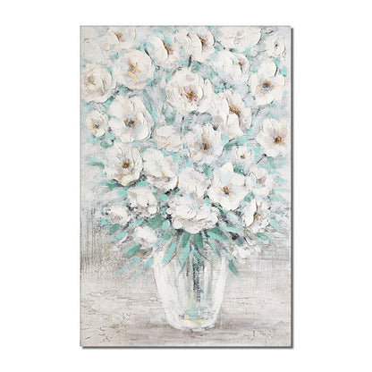 Elegant White Camellias in a Glass Vase - Stunning Floral Oil Painting for Home Décor