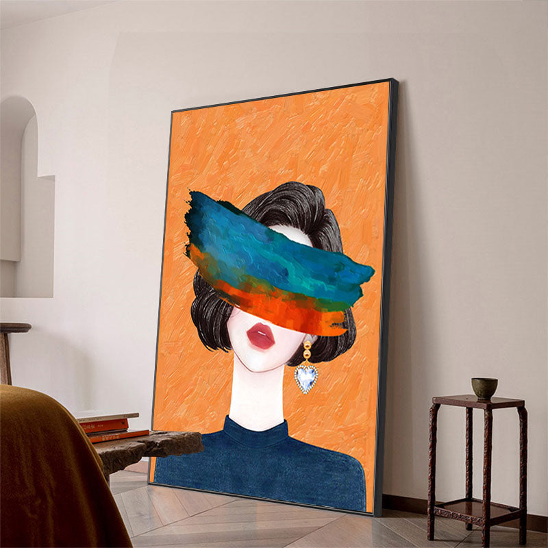 Abstract Elegance: Contemporary Oil Painting of a Mysterious Woman